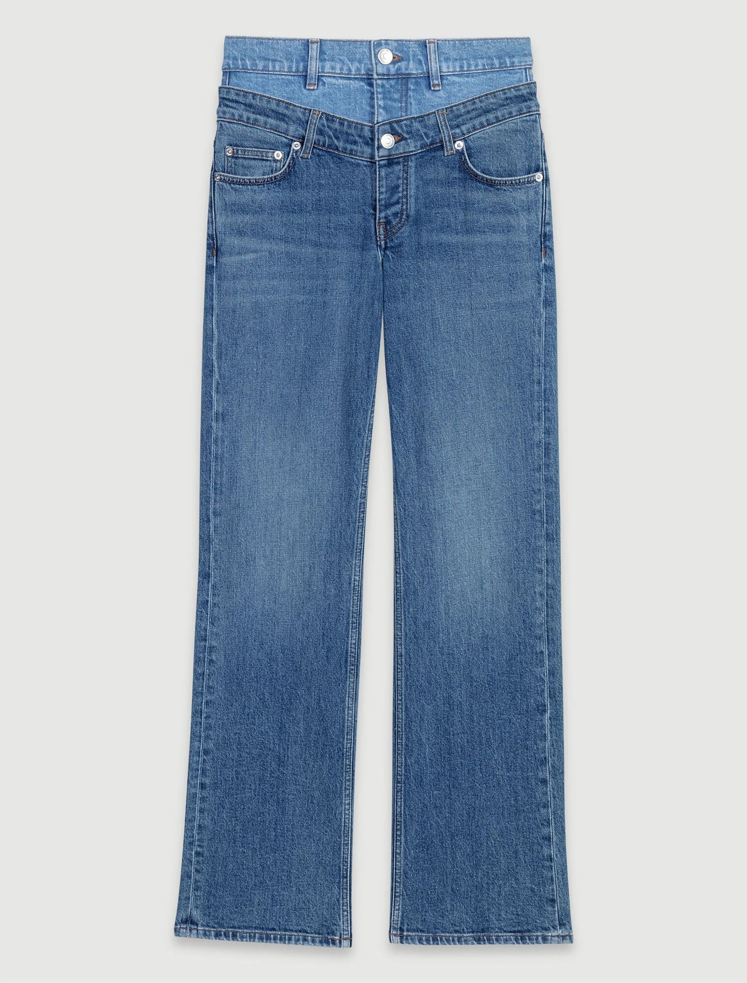Quần jeans cạp đôi ống đứng